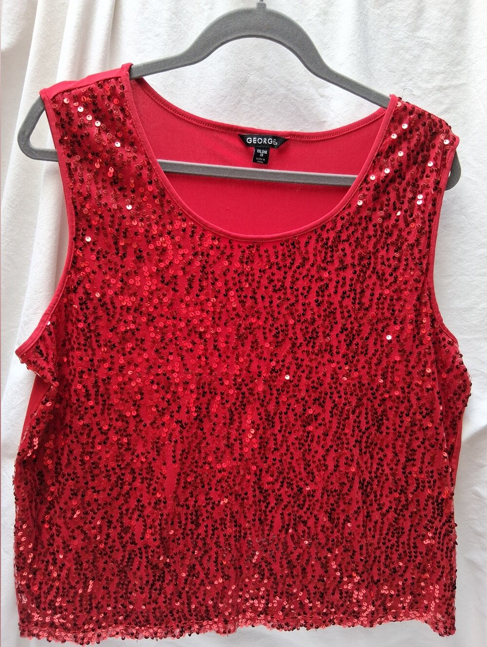 George Red Sequin Tank Top